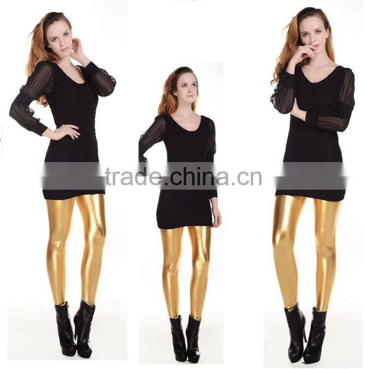 Wholesale Fashion Young Girls Hot Sexy Stretch Leggings Pants Tights Gold Silver Black Blue
