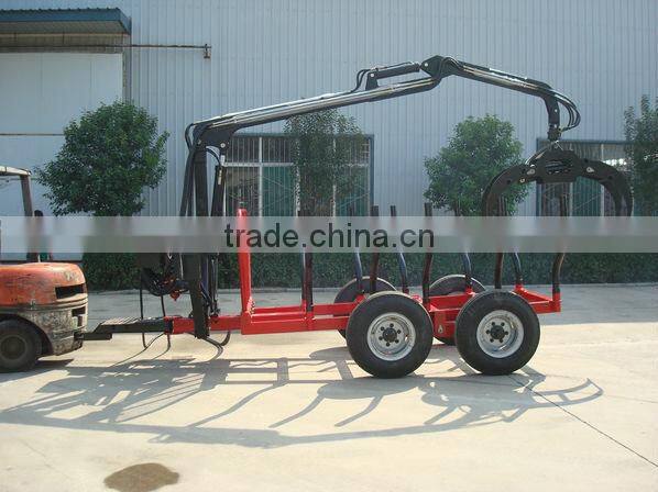 timber wood trailer with Crane