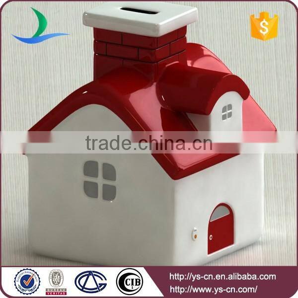 Wholesale kid's' favorite ceramic house shape piggy bank