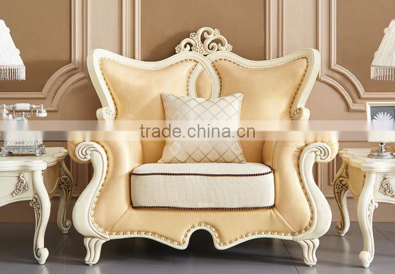 Concise peachblossom carving leather sofa set