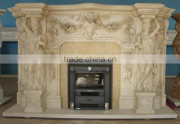 French Style Marble Fireplace Mantel with Lady Statue