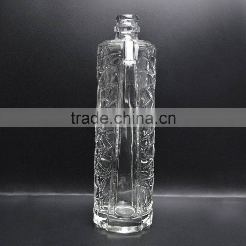 Wholesale white clear empty bourbon whiksey glass bottles 700ml