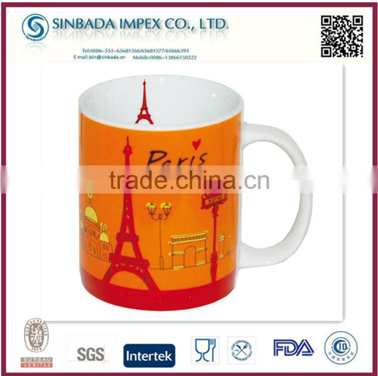 glazed ceramic mug cup with love decal