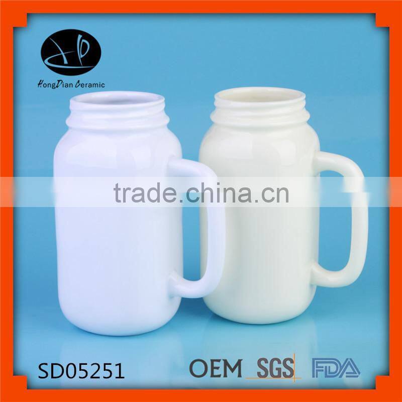 Ceramic mason jar lids with decal,honey jars candle jars wholesale,Ceramic Jar / Ceramic Bowl / white