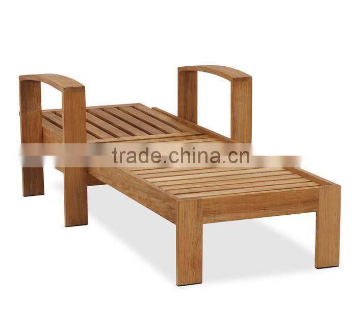 Adjustable teak wood beach lounge chair garden wooden sun lounger