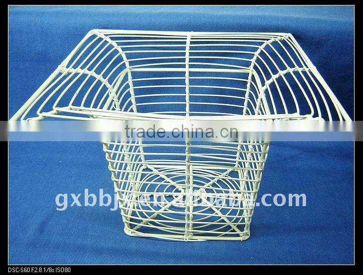 Square creamywhite wire storage basket