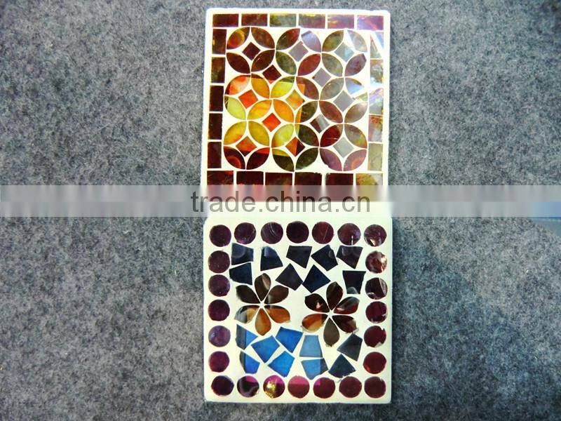 Square Shape Iridescent Color Mosaic Coasters
