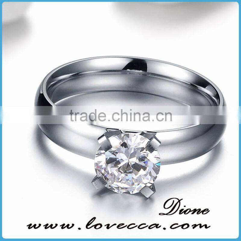 Cheap jewelry made in China Stainless steel ladies rings daily wear with CZ stones