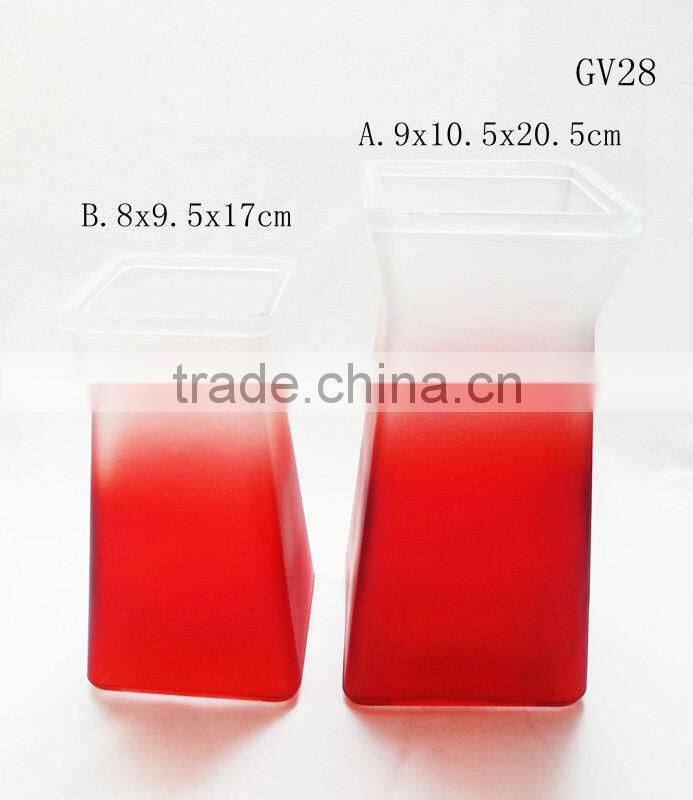 promotional home decoration colored frosted tall glass vase