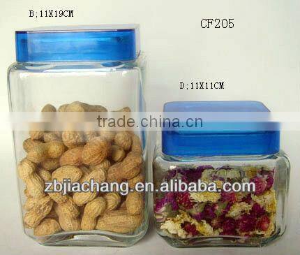 2 sizes glass mason jars with blue plastic lid