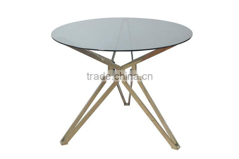 KD package Stainless steel metal base glass top coffee table