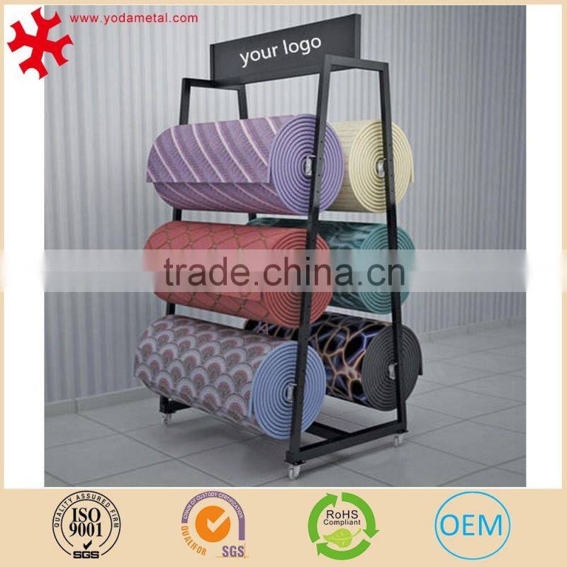 Customized carpet rolling display rack for showroom