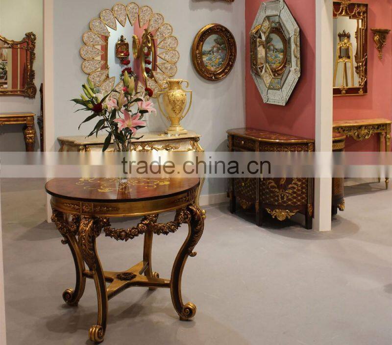 Living Room Traditional Round Shape Glass Top Center Table Design