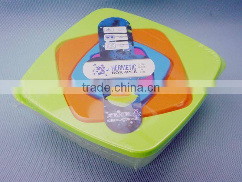 4PC Plastic color square fresh bowl/food container