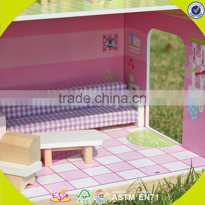 wholesale wooden dollhouse toy for children, lovely wooden dollhouse toy, popular wooden dollhouse toy for kids W06A104