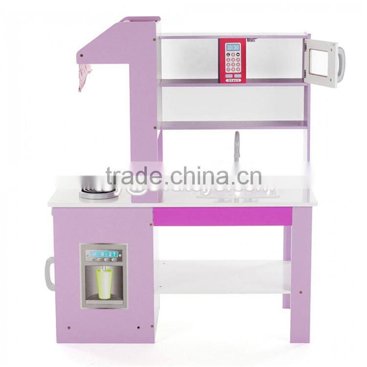 New style double-sided pretend play wooden kids play kitchen set W10C274