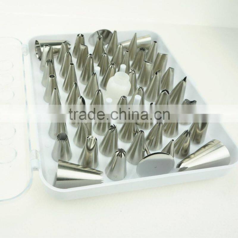 42156 52 Pcs 304 Stainless Steel Cake Master Decorating Tip Set, with Hinged Storage Box