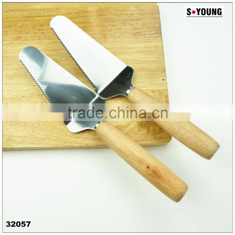 32057 Stainless Steel Steak Cake Pizza Turner with wooden handle