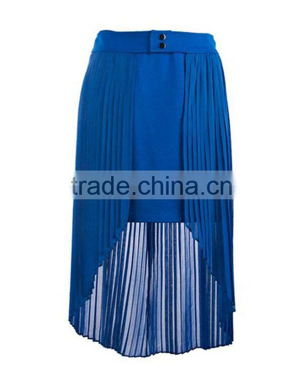 Women plus size clothing factory ladies new model charming blue long skirt plain dyed summer sexy maxi chiffon skirt