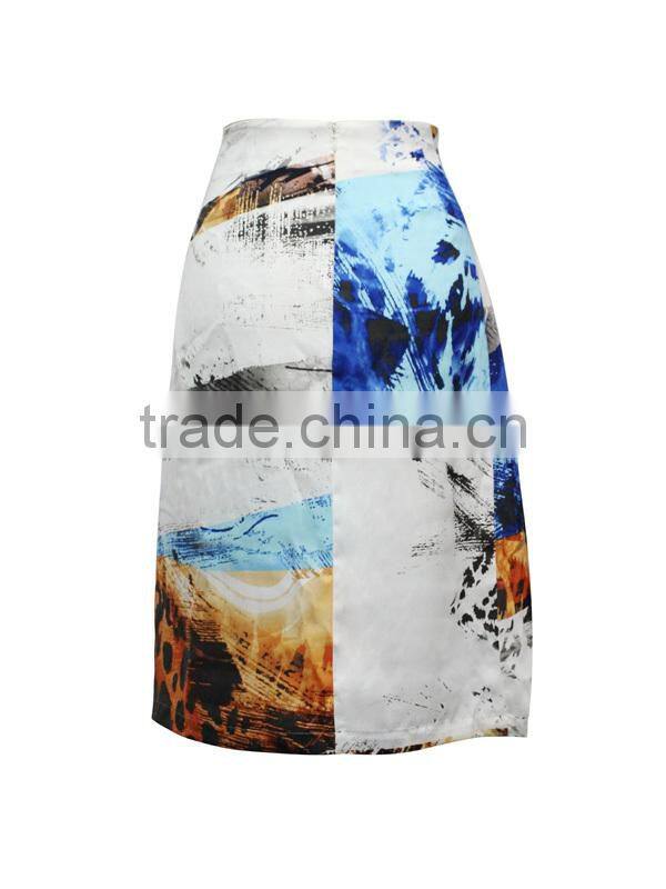 retro printed long tight skirt