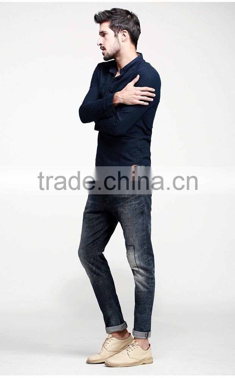 2015 Pure color autumn man united buiness men shirt