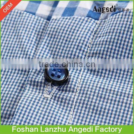 Fancy design baby boys plaid shirt with embroidered applique patch work baby clothing