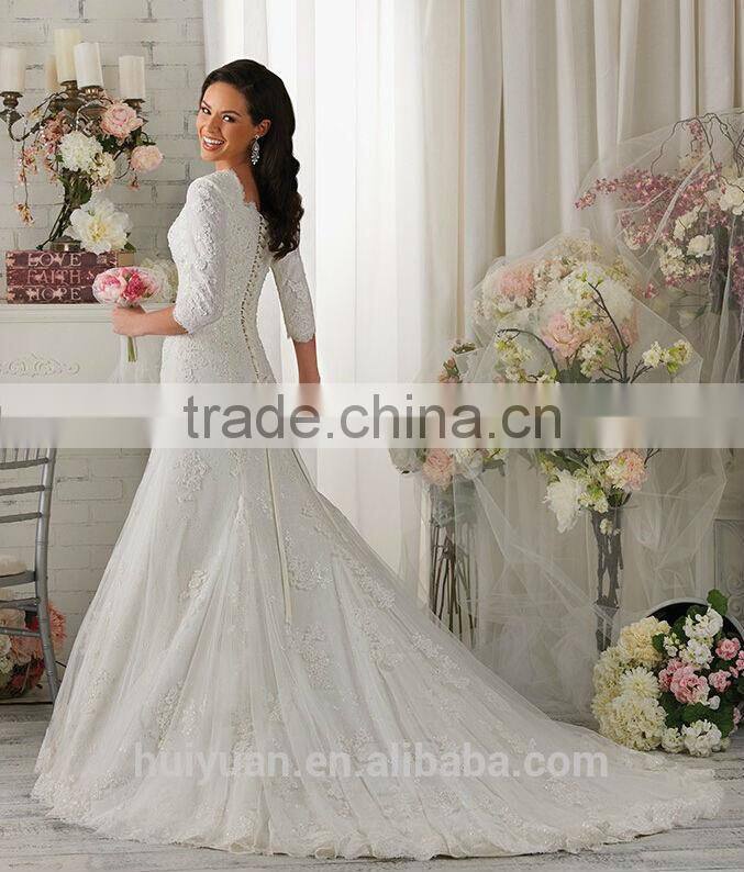 plus size mermaid lace long sleeve wedding dress for fat woman