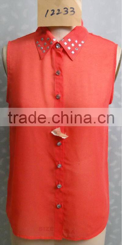 different style of blouses chiffon with beads