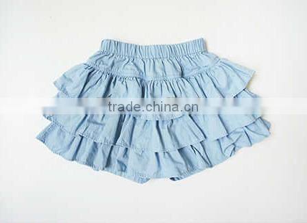 Denim Clolr 3 Layers Ruffle Shorts Stylish Kids Clothes Girls Shorts Wholesale