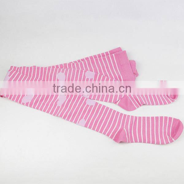 Pink Socks Long Tights Girl Strip Pink Socks
