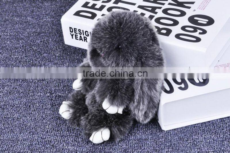2017 hot sales type funny rabbit fur dolls bag charms woman rex rabbit fur poms colourful bag pendant