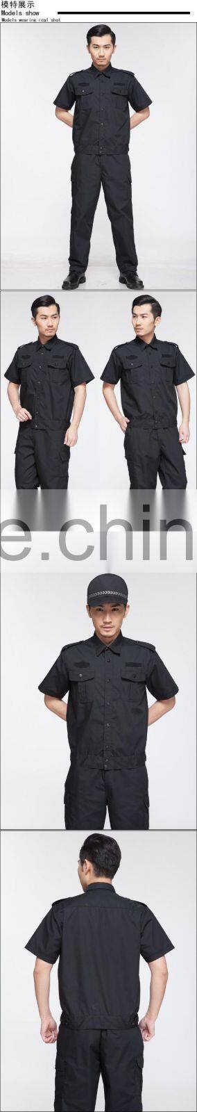 Juqian wholesale Customized High Quality short sleeve 2 piece black Engineer Mens Security Uniforms