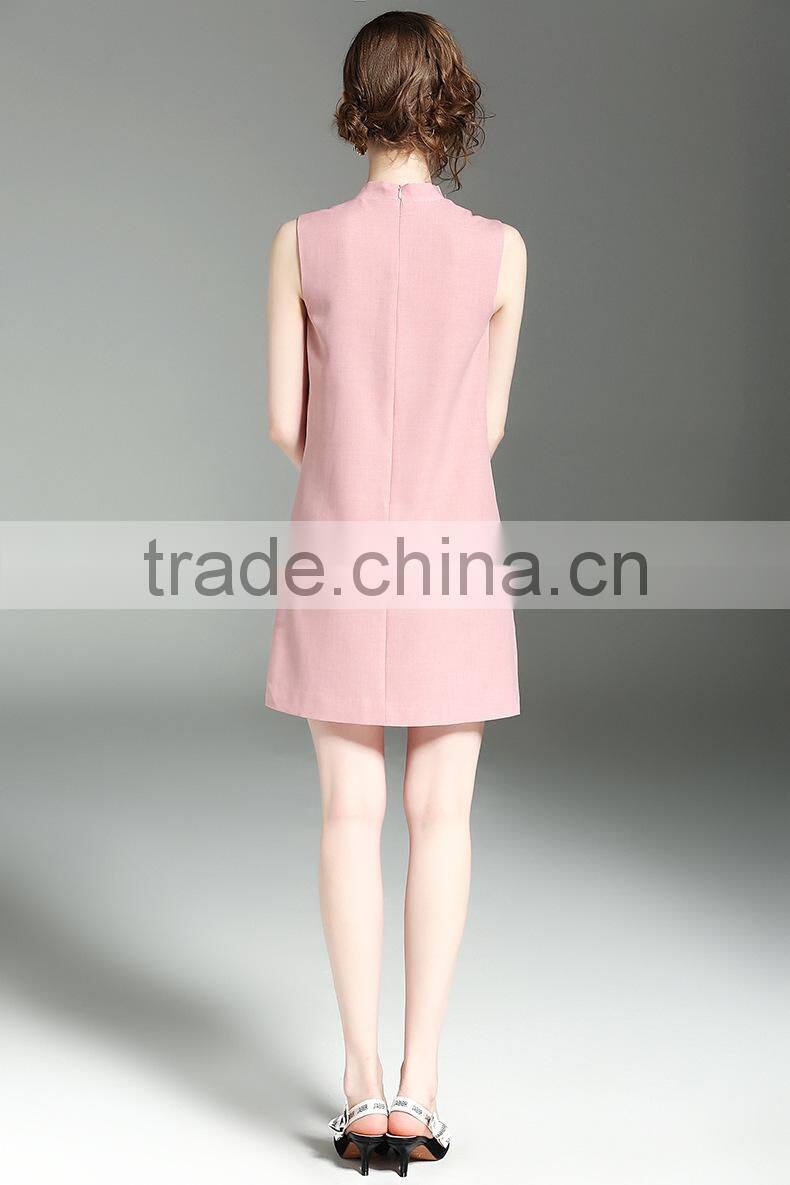 Dresses 2017 summer high grade V-neck slim sleeveless elegant lotus leaf swing design daily dress for women