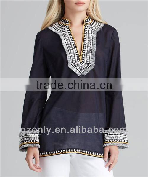 Embroidered Voile Tunic ladies blouse designs