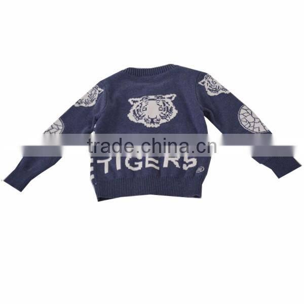 2016 New design boy's stripes jacquard cardigan sweater