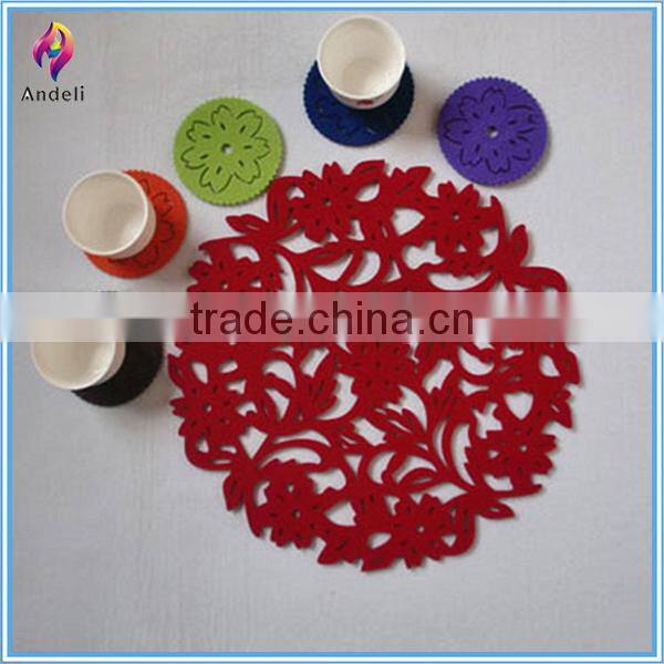 Felt carved flower handmade placemats set