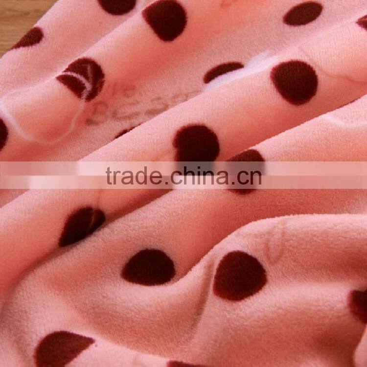 Apple&Cute Dot Printed Pink Cartoon Coral Fleece Bed Sheet Blanket Made in China