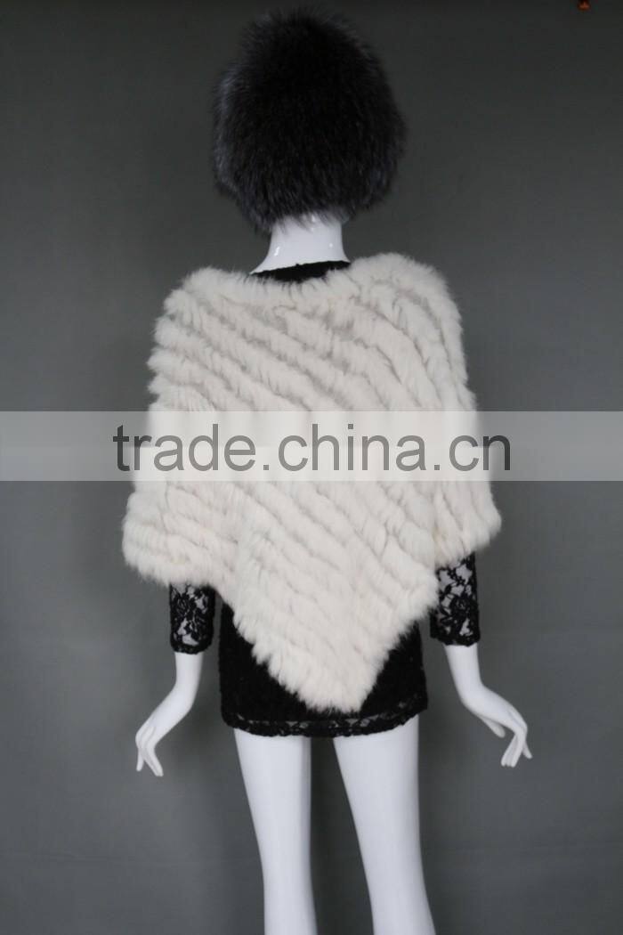 Factory Direct Sale Triangle Rabbit Fur Knitting Shawl Lady Favourite