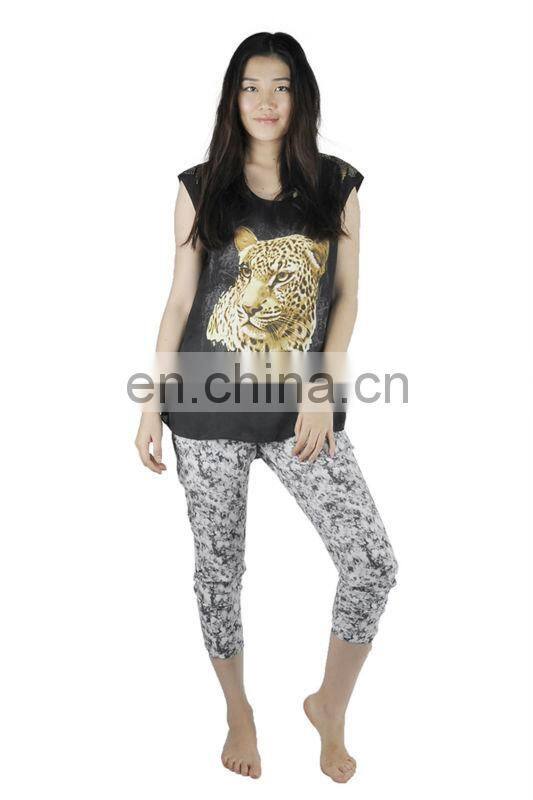 newest Spring/Autumn fashion Black women shirt with Tiger Print