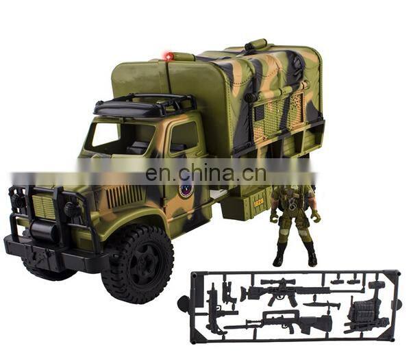 Military Fighter Truck Toy with Various Shooting Sounds and Light, Mini Army Soldier Included