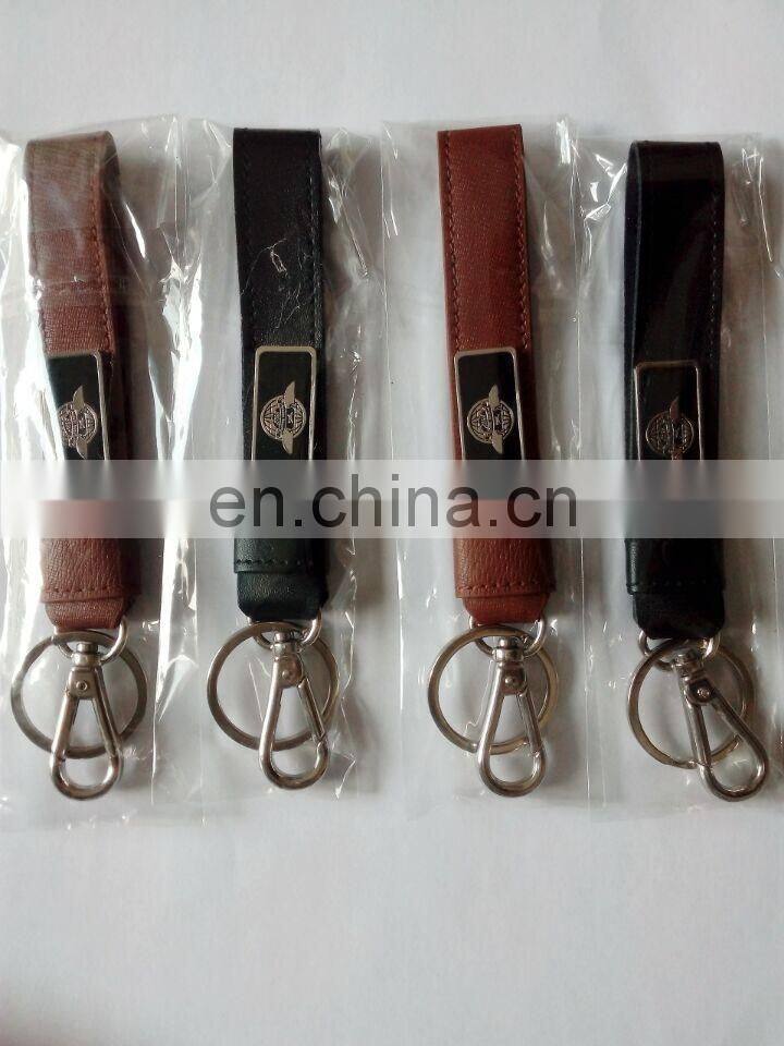 custom genuine leather keychain with enamel