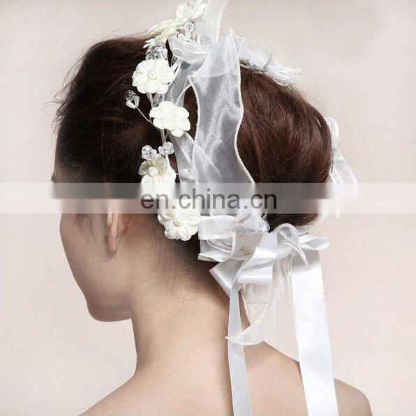 2014 Latest Fashion&Elegant Artificial Flower Head band Jewelry ,Romantic wedding/Bridal Head Wreath,New Design for Girls