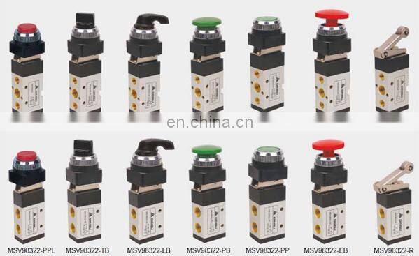 GOGO ATC 5 way Pneumatic hand operated 1/4 inch exhaust Manual Mechanical control valve MSV86522-PB with Large Round Button