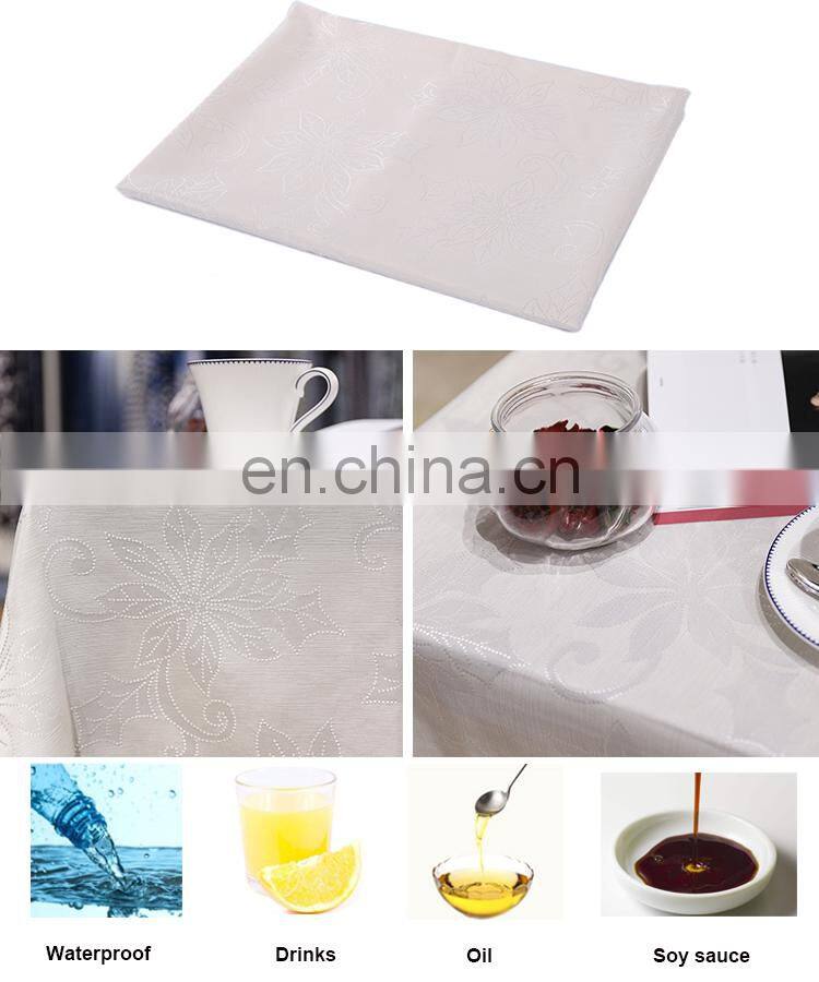 2019 high quality printing tablecloth jacquard white rectangle banquet party home wedding church table cloth with flower pattern