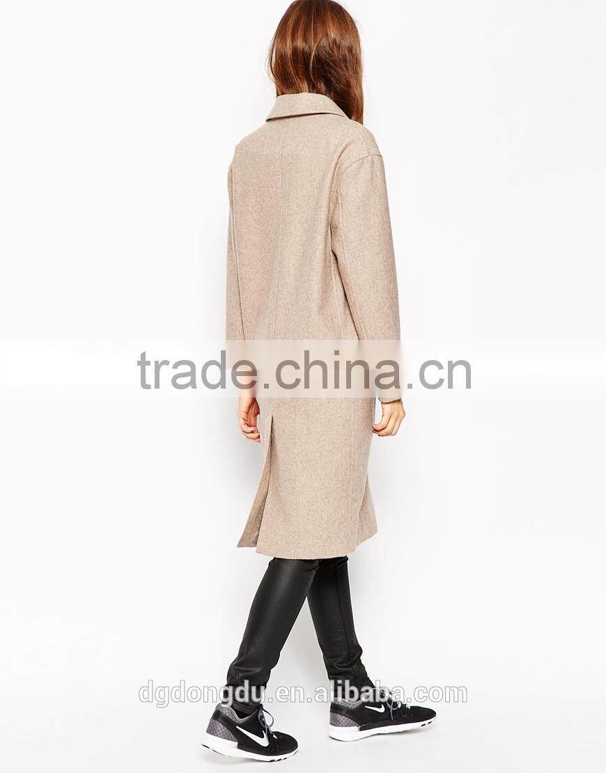 Korean style ladies wool trench coat 2016 new design