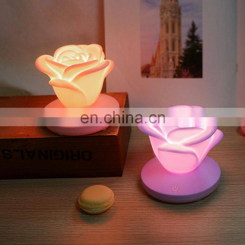 Battery powered rose shaped led light desk lamp for promotion gifts