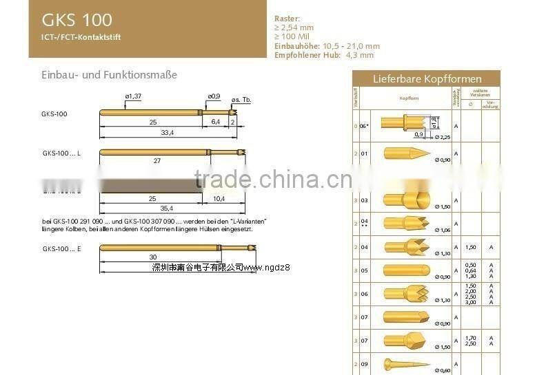 test needle GKS-100 306 250 A 2000 3.5mm PCB Round head probe
