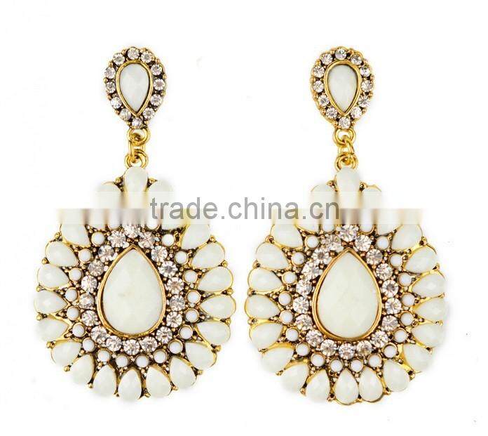 Water drop 2 gram gold beautiful designed earrings with cross cz stone bridal korea Arete dije colgado colgante para dama