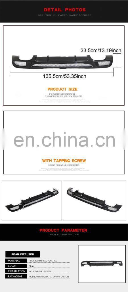 Black Painted FRP Rear Bumper Lip Quad Pipes for BMW E82 E88 125i 128i 135i M Sport 2012-2013