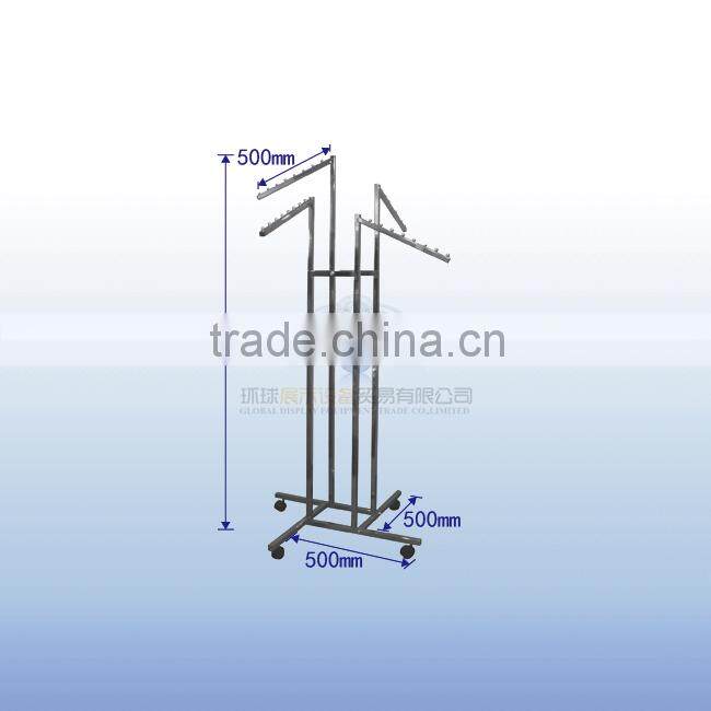 Folding chrome removable garment display rack with 4 rails